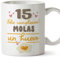 MUGFFINS Tazas 15 Cumpleaños - En Español - Feliz Cumpleaños Molas un Huevo - 11 oz / 330 ml - Regalo original y divertido