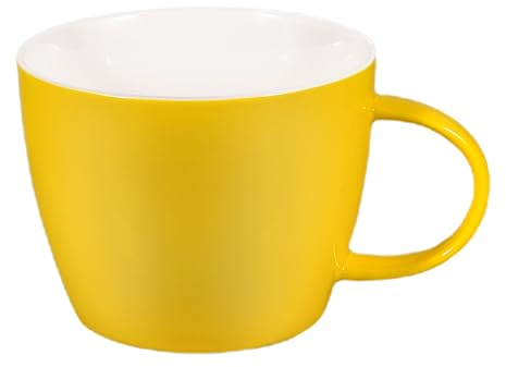 30 oz Extra-Large Coffee Mug, Wide Ceramic Coffee Cup Soup Bowl with Handle, Glamorous Latte Cup Big Blew Suitable for Coffee Soup Daily Drinkings at Home, Office, Hotel or Restaurant, Yellow-White