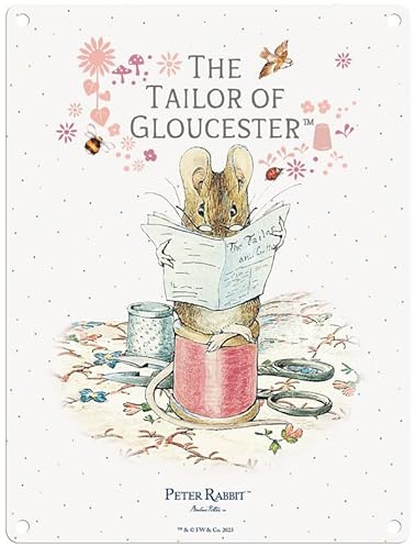 Metal Sign - Beatrix Potter's Peter Rabbit (The Tailor of Gloucester, 15 x 20 cm)