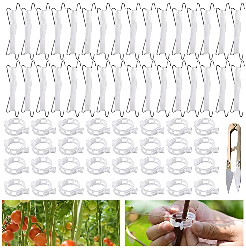 RURIZHONGTIAN 32 Stück Tomatenhaken mit Schnur,Tomatenhaken Metall, Robuster Tomaten Haken,Garten Tomatenhaken mit Clips,für Hängende Tomaten und Gurken.