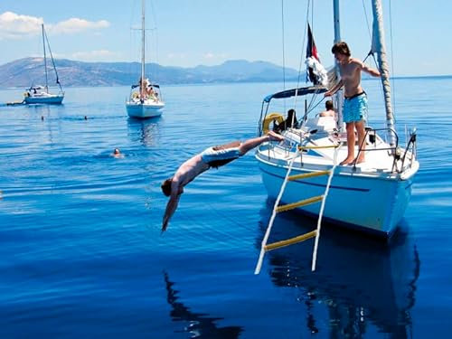 Scala di arrampicata | Scaletta di Corda 2m Marina per Barca a Motore Catamarano Gradini | Scala in corda riflettente in poliestere | Scale multiuso in corda con moschettoni | Leggera & Portatile