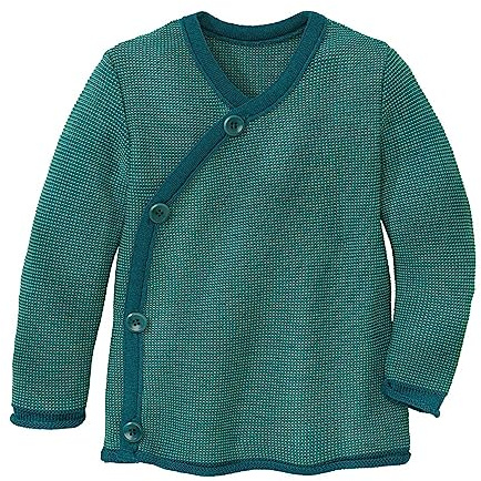 Disana Melange-Jacke Baby & Kleinkind - 100% Bio-Merino – atmungsaktiv, warm & weich, Unisex Gr. 50-104 - nachhaltig & fair – mit Wickelverschluss - Made in Germany | Pacific-Mint Gr. 74-80