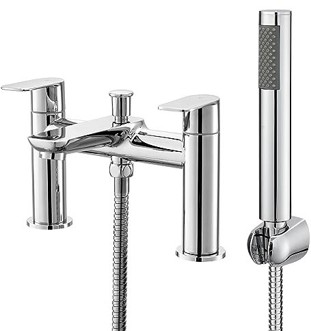 Bathroom Taps with Shower, BATHWEST Bathroom Sink Taps with Shower Attachment, Chromed Brass Bath Mixer Taps with Shower Head 921