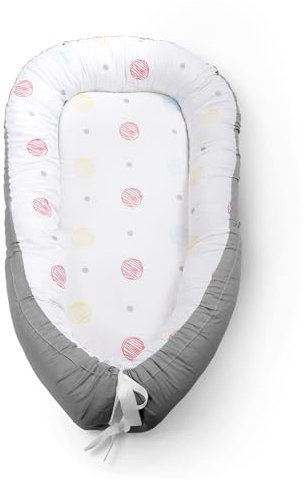 kidoola Babynest für Neugeborene mit Memory-Schaum-Basis, 100% Baumwolle, waschbarer, sicherer und atmungsaktiver Stoff, 0-12 Monate, Uni, ideal für Zuhause, Reisen & Baby, unverzichtbares