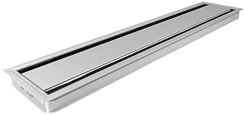 TecLines TKD010 Tisch Kabeldurchführung 135x600mm (Alu eloxiert), Kabeldose, Bürstendichtung, für mehrere Kabel