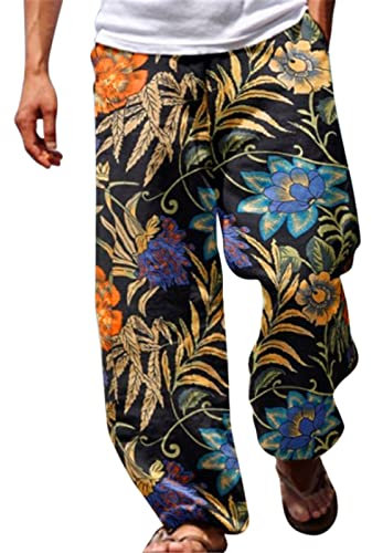 NOAGENJT Blue and Yellow Work Pants White Bowls Trousers for Men Waterproof Overtrousers Men Short Leg Casual Trousers Woman Cargo Trousers Belts for Men UK