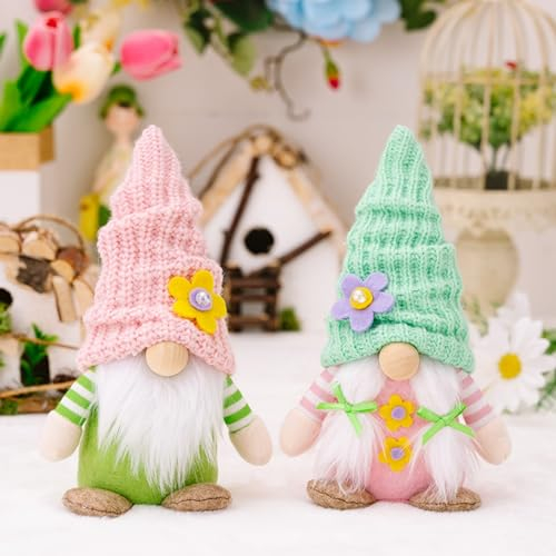 2 Stück Ostern Wichtel Figuren Deko Ostern Dekoration, Frühling Zwerg Figuren Schwedische Osterzwerg, Handgefertigte Plüsch Hasen Gesichtslose Puppe Mit Ostereier Für Wohnzimmer Küche Tisch Dekor (C)