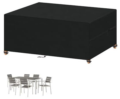 VANSHEIM Housse Protection Mobilier de Jardin Housse Salon de Jardin Exterieur Housse Protection Table Jardin Impermeable Bâche Table Jardin 420D Tissu Oxford Housse de Protection 140x70x70cm