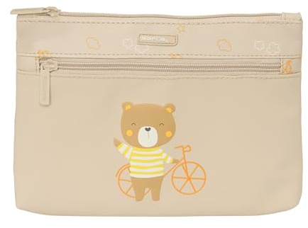 Safta Vorschule Osito Federmäppchen, groß, mit doppeltem Reißverschluss, für Kinder, bequem und vielseitig, einfache Reinigung, 23 x 3 x 16 cm, Beige, beige, Estándar, Lässig