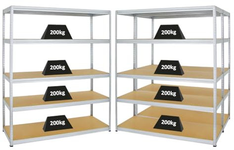 PROREGAL Mega Deal 3er-Set Schwerlastregale Giant Elephant 180x150x60cm mit 5 Ebenen Fachlast 200kg Verzinkt, Kellerregal, Steckregal, Garagenregal, Lagerregal