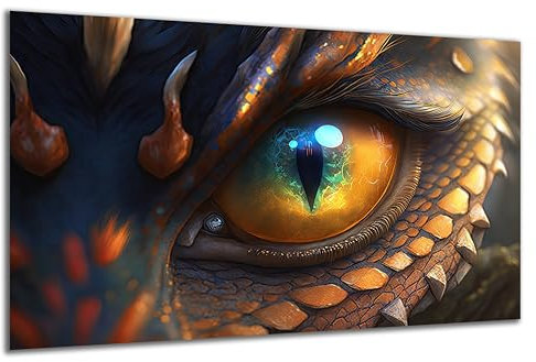 DARO Design - Wand-Bild auf 6mm HDF 84x56 cm Drachen-Auge - Wand-Deko Bilder Geschenk