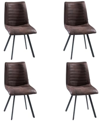 Home4You Esszimmerstuhl Küchenstuhl Wohnzimmerstuhl Drehstuhl Polsterstuhl | 4er Set | Drehbar | Metall | Webstoff | Schwarz