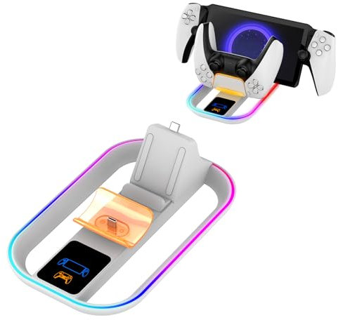 ZLiT Ladestation für Sony PS5 Playstation Portal, RGB-Licht-Ladestation für PS5-Portal, Spielkonsole, Ladestation mit Ladekabel (1)