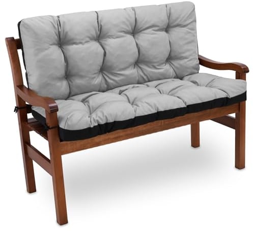 Amazinggirl Bankauflage Sitzkissen Outdoor Hollywoodschaukel Kissen 100 x 100 cm - Sitzpolster Bank Polster für Sitzbank Gartenbank und Paletten Bankkissen Indoor und Outdoorkissen Hellgrau