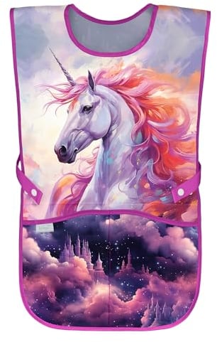 Baagl Kinderschürze Mädchen Jungen Kochschürze Kinder, Schürze Malschürze Bastelschürze für Kinder (Königliche Einhorn)