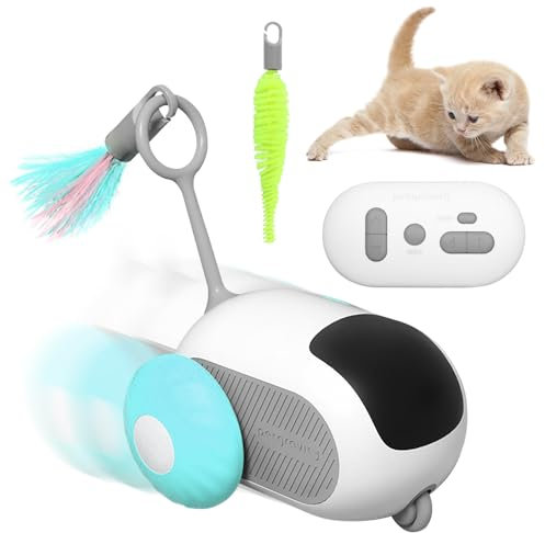 XEERUN Interaktives Katzenspielzeug Mit Fernbedienung, Smartyflip Mit 2 Modi, Intelligentes Elektrisches Mouse Haustierspielzeug, USB Wiederaufladbar (Blau)