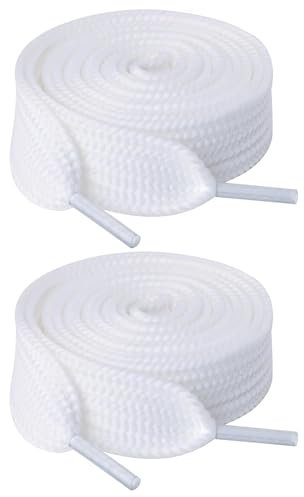Grandes cordones Campus 00s blancos, cordones planos, anchos de 20 mm, 120 cm, ideal para zapatos deportivos, 1 pares