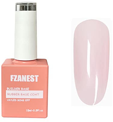 FZANEST Natural Nude Builder Gel For Nails,15ml Builder Base Jelly Color Gel Nail Polish In A Bottle,Rubber Base Coat Gel Polish,Brush On Builder Extension Gel Soak Off French Manicure