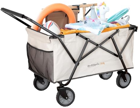 dieckkinners Faltbarer Bollerwagen Olrik Transportwagen mit All Terrain Rädern, 75KG Tragkraft, Grün (Beige)