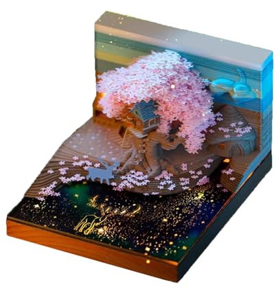 KALWEL Calendrier 3D 2025 – Cabane dans les arbres avec lumière, bloc-notes 3D Artsy Pads Calendrier 2025, carnet de notes déchiré à la main, sculpture en papier, ornements créatifs, cabane dans les