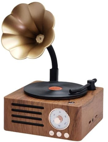 Enceinte Bluetooth en forme de gramophone rétro caisson de basses pour son de musique TF MP3 Radio extérieure Système FM