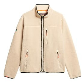 Superdry Giacca in pile da uomo con cerniera intera, avena beige, S