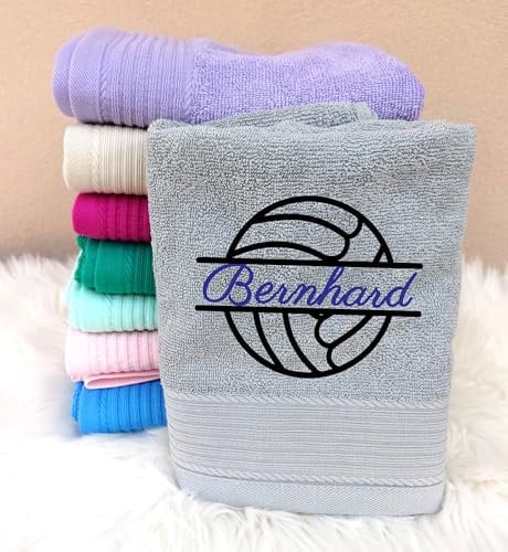 Handtuch mit Namen und Motiv Volleyball bestickt Hobby Volleyball-Fan Volleyballspieler Kinder-Handtuch Geschenk Verein Geburtstag Ball Vereins-Geschenk Händehandtuch Fanartikel Junge Baumwolle Kids
