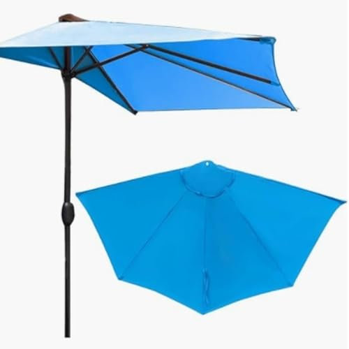 MACAGGTNTU Outdoor Half Umbrella Replacement Canopy 9ft 5 Ribs Patio Umbrella Replacement Canopy Small Half Umbrella Canopy For Backyard Pool Parasol(Blue)