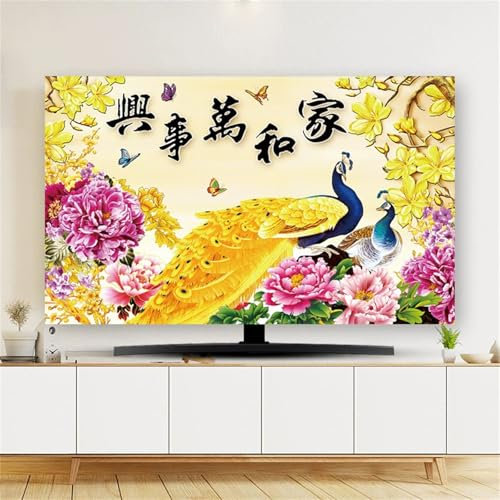 Hixingo Funda Antipolvo TV, Patrón Flor de Magnolia 3D Cubierta Television Interior 32-80inch Cubierta Antipolvo TV Funda Televisor Interior Protector de Televisión (Flor de peonía,40-43inch)