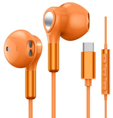 USB C Headphones for Samsung Galaxy S25 S24 S23 Ultra S22 S21 FE S20 A54 A53 USB C Earphones with Mic Volume Control Wired Earbuds USB Type C Headphone for iPhone 17 16 15 Pro Max Plus iPad 10 Pixel 8