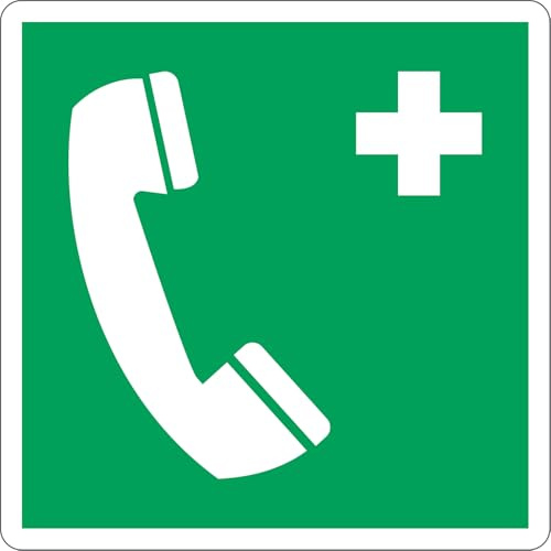 Cartello Telefono di Emergenza - ISO 7010 E004 | Alluminio 120x120 mm