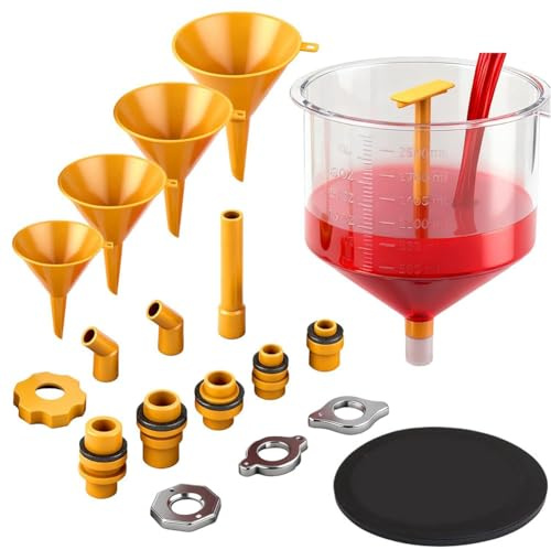 Akfldms Coolant Funnel Kit 19-Piece No Spill Spill-Proof Radiator Bleeder Filling Set with Adapters for Universal Vehicle Use