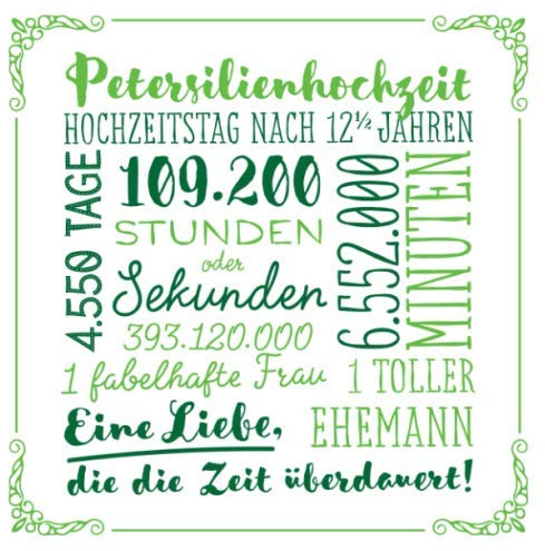 Petersilienhochzeit: Gästebuch zum Hochzeitstag nach 12,5 Jahren - Petersilien Hochzeit - 12,5 Jahre - Vintage Deko Buch für Glückwünsche und Fotos der Gäste