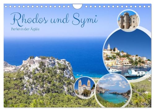 Rhodos und Symi, Perlen in der Ägis (Wandkalender 2026 DIN A4 quer), CALVENDO Monatskalender: Weißblaue Paradiese und Perlen in der Ägäis, Rhodos und Symi. (CALVENDO Orte)