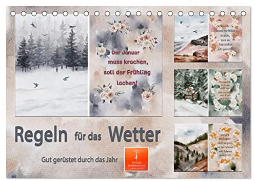 Regeln für das Wetter (Tischkalender 2026 DIN A5 quer), CALVENDO Monatskalender: Über Generationen weitergegeben, sind die Wetter- und Bauernregeln ... noch beliebt wie eh und je. (CALVENDO Kunst)