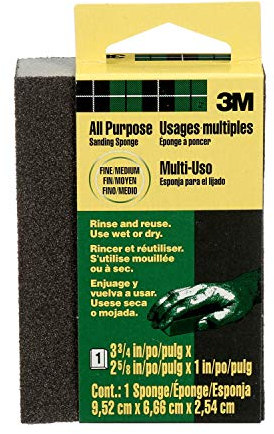 3M Spugna abrasiva per aree piccole, fine/media, 9,5 x 6,6 x 2,5 cm