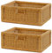 korb.outlet Set / 2 Regalkorb Honig ca. 42x32x17 mit Holzrahmen Rattan Schubfach Box zur Aufbewahrung Schrankkorb Griff