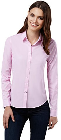 EMBRAER Camicia-Blusa Donna Elegante, Taglio Giusto/Modern-Fit, in Tinta Unita con Inserti in Contrasto Rosa 44