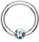 beyoutifulthings Ring eingefasster ZIRKONIA 3mm Aqua Brustwarzen-Piercing Intim-Piercing Brust-Piercing Edelstahl Silber Ring 1,2mm 8mm