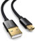 PAXO 2m Nylon Mini cable USB negro, USB a Mini cable de carga USB, enchufe dorado, cable trenzado
