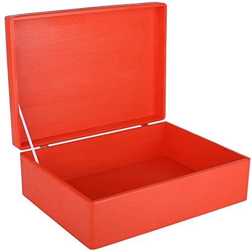 Creative Deco XL Rot Große Holzkiste mit Deckel | 40x30x14 cm (+/- 1cm) | Erinnerungsbox Baby Holzbox mit Deckel Lackiert Kasten | Für Dokumente, Spielzeuge, Werkzeuge | ROH & UNGESCHLIFFEN