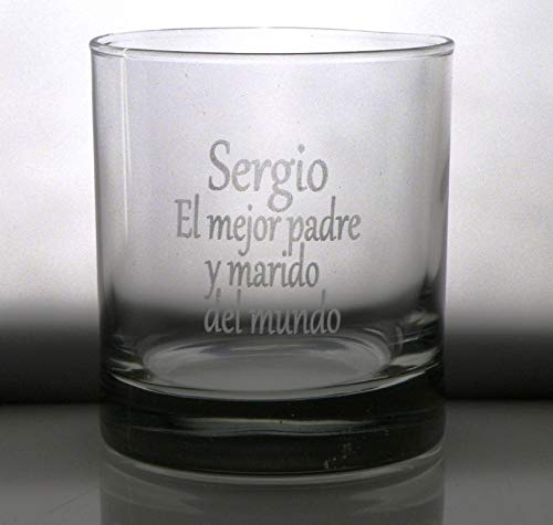 Arte-Deco Vaso DE Whisky BAJO Personalizado con Texto y Grabado para cumpleaños, Aniversario, día del Padre y Madre, jubilación, Hombre y Mujer
