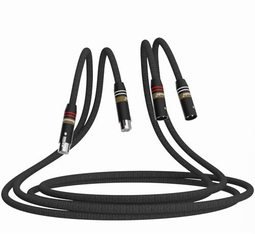 Monosaudio High-End HiFi XLR-Kabel A202X 1m Mikrofonkabel | 5N OFC Versilbert Kupfer, 3-polig Symmetrisch, Doppelabschirmung, 5x0,5mm, für Mikrofon/Verstärker/Mischpult/DAC