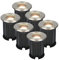 HOFTRONIC - 6er Maisy Terrassen Einbaustrahler GU10 Edelstahl Rund 5 Watt 400 Lumen Boden Licht 2700K Extra Warmweiß LED Einbauleuchte IP67 Wasserdicht - Dimmbarer Bodeneinbauleuchte außen