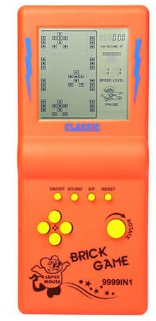 Console di gioco in mattoni a grande schermo da 3,5 pollici gioco di blocchi di costruzione gioco di corse / carri armati 23 giochi classici puzzle nostalgici integrati (Arancia)