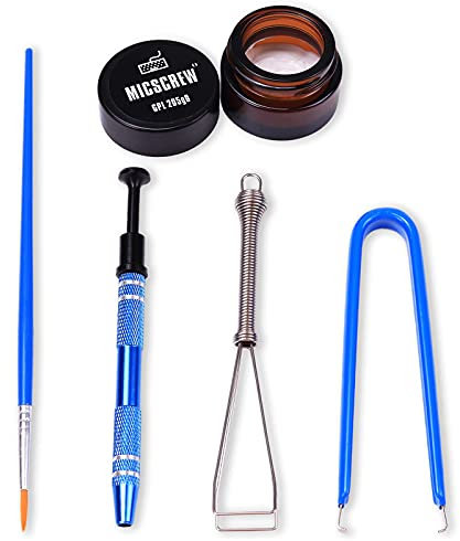 Byhoo Keyboard Lube Kits 5PCS Contain GPL 205G0 Grease 0.17oz, Stem Holder Keycap Puller Lube Brush, and Switch Puller, Universal Switch Lubricant for Mechanical Keyboard Switches and Stabilizer