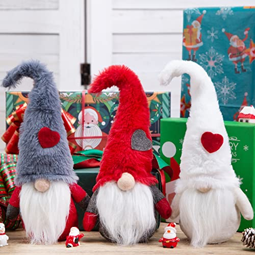 VGOODALL Weihnachtsdeko Wichtel Figuren, 3er Set Handgemachte Weihnachtswichtel 29,5 cm Hoch – Santa Tomte GNOME für skandinavische Weihnachtsdekoration