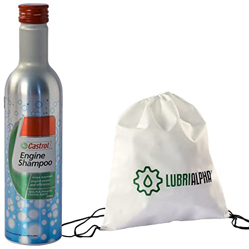 LUBRIALPHA Additivo pulitore detergente Prima del Cambio Olio Motore Auto e Moto Castrol Engine Shampoo con Borsa Multiuso conf. 4pz x 300ml