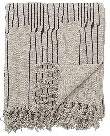 Bloomingville Hochwertige Tagesdecke 160x130 cm – Vielseitige Kuscheldecke aus recycelter Baumwolle, ideal als Sofadecke, kuschelig weich und pflegeleicht (Natur)
