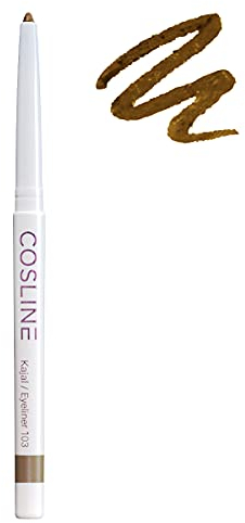 COSLINE Kajal und Eyeliner 103 Gold, Wasserfester Kajal, Verschmiert nicht, Goldener Lidstrich, Weiches Auftragen, Starke Pigmentierung, Vegan, Made in Germany